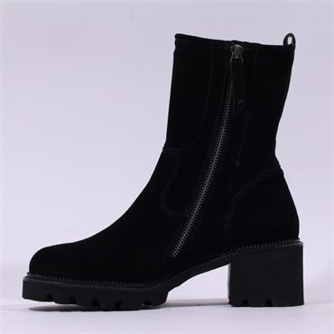 Paul Green Block Heel Ankle Boot - Black Suede